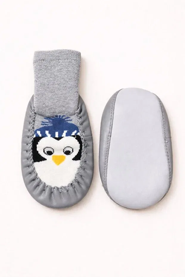 Детские носочки для новорожденных кожаные Çarık socks Numix Baby Kids, Gray — фото 3
