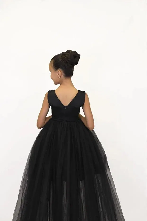Детское платье для девочек с длинным шлейфом Mashotrend, Black — фото 2