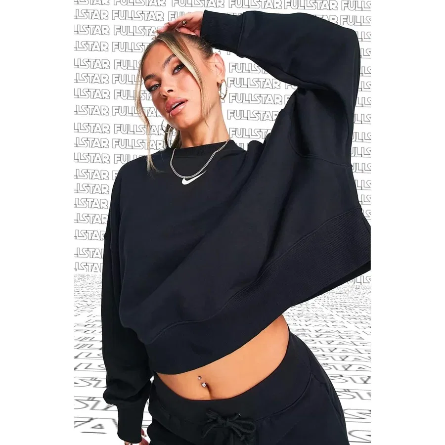 Женский свитшот оверсайз с флисовой тканью Sportswear Collection Essentials Nike, Черный — фото 2