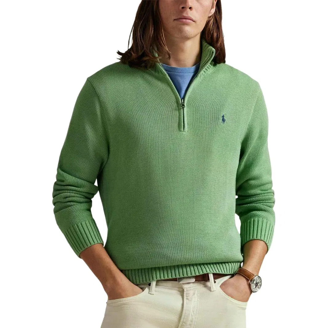 Мужской свитер с полузастежкой-молнией хлопковый Interior Green Land Polo Ralph Lauren — фото 3