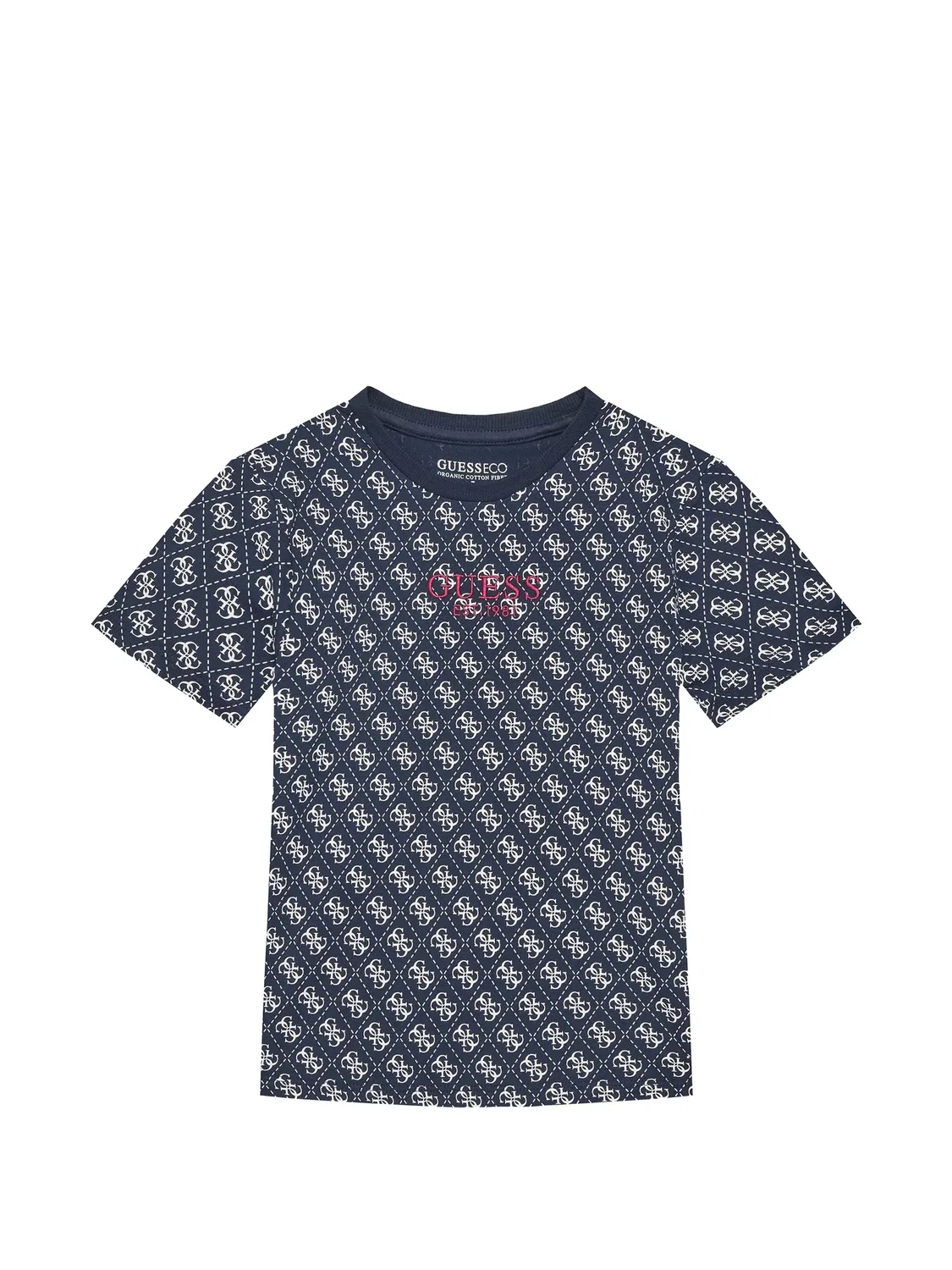 Футболка с монограммой и вышитым логотипом Guess Kids, синий