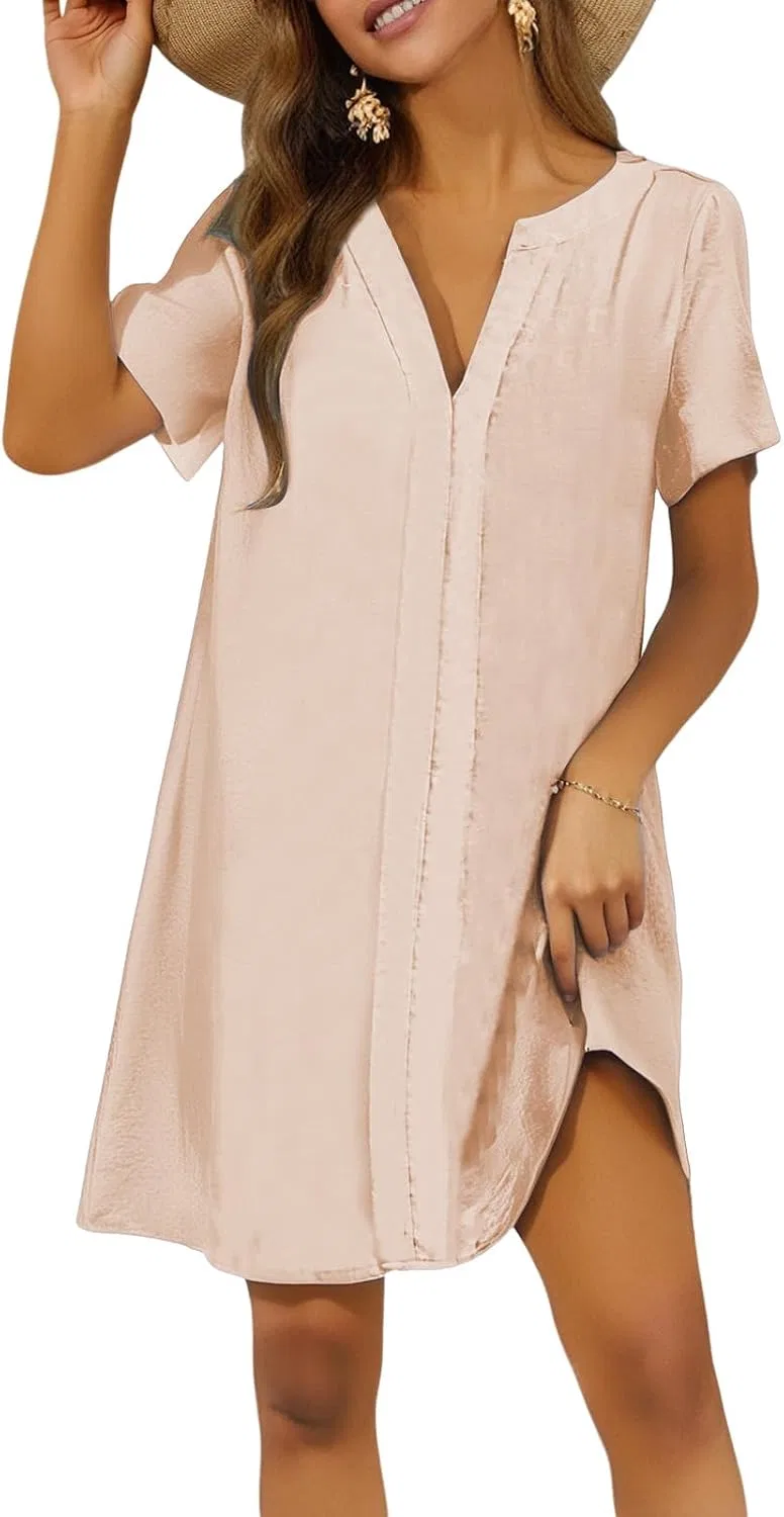 Женское пляжное платье с V-образным вырезом, Beige