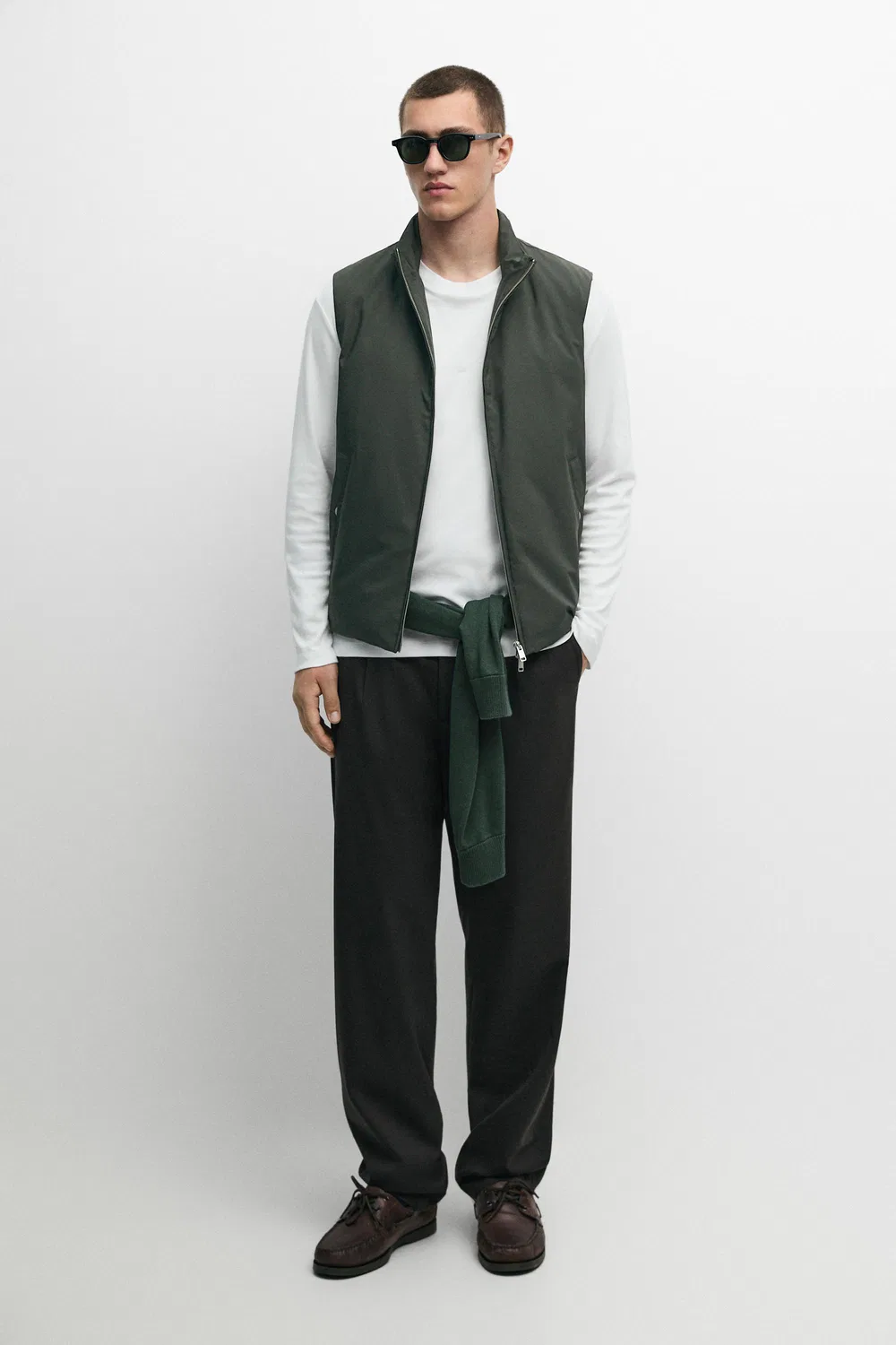 Жилет Massimo Dutti, пуховый, сверхлегкий, водоотталкивающий, Dark Marl