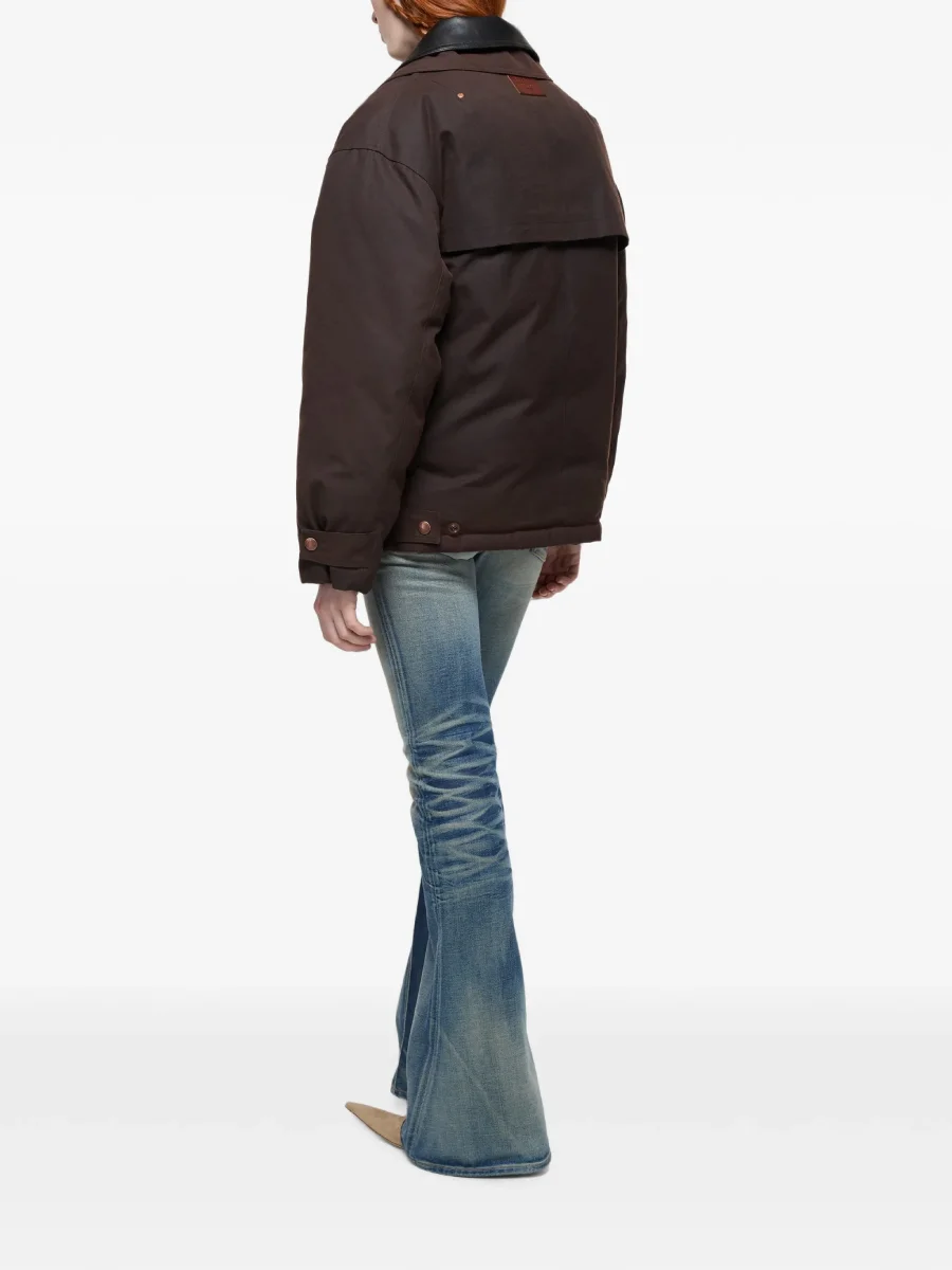 Куртка Acne Studios с кожаным воротником, темно-коричневый — фото 3