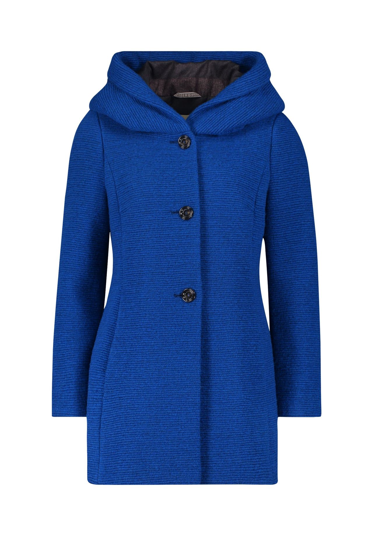 

Короткое пальто с капюшоном AMBER & JUNE, цвет Bright Blue Melange