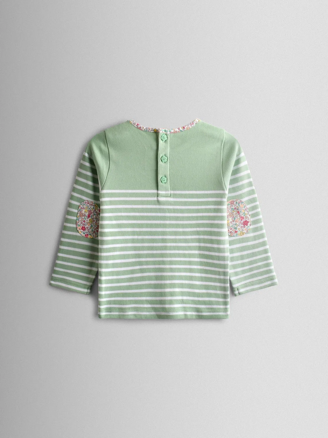 Топ с длинным рукавом, модель Green Cherry Breton Pocket Jojo Maman Bébé, зеленый с вишнями — фото 2