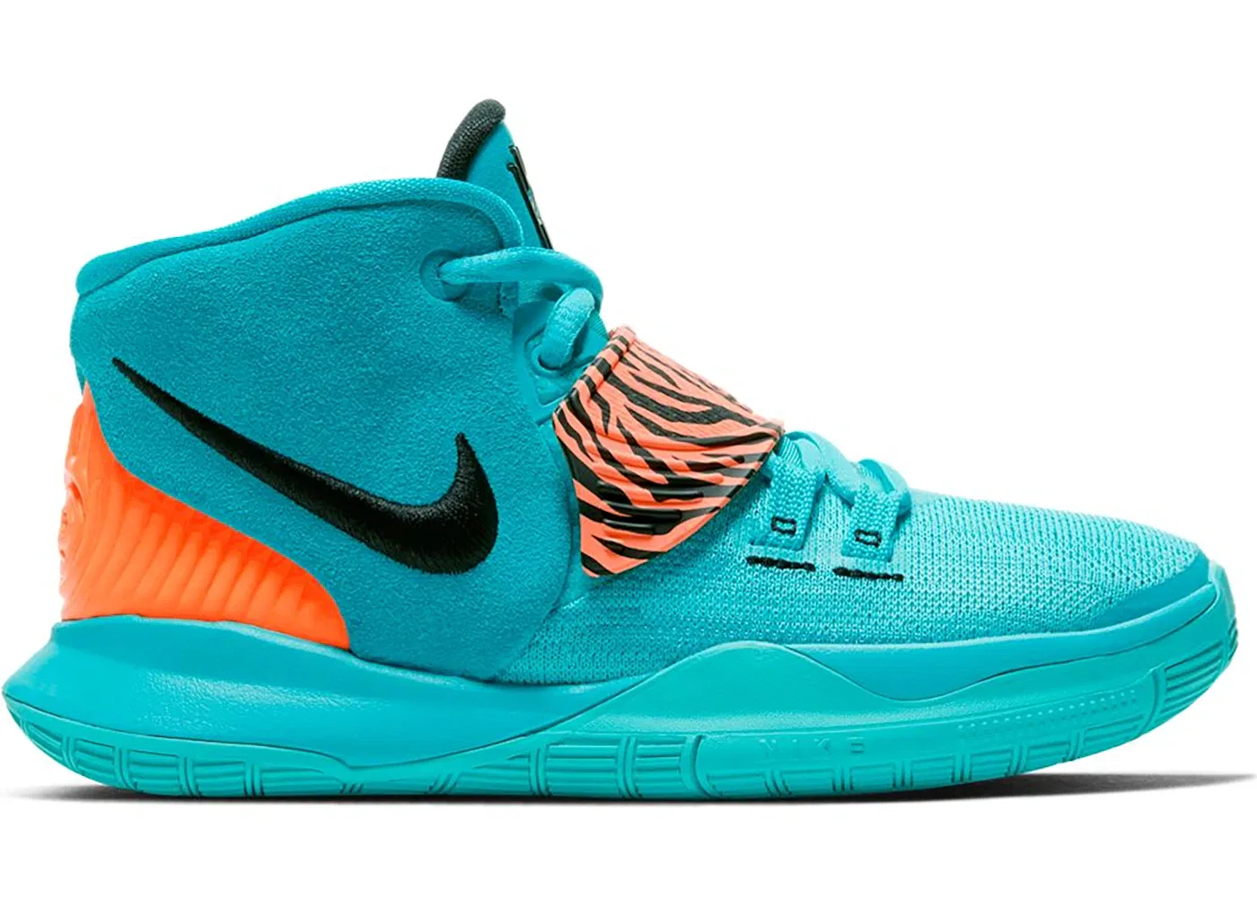 Детские кроссовки для мальчиков с принтом Nike Kyrie 6, Oracle Aqua/Black-Opti Yellow