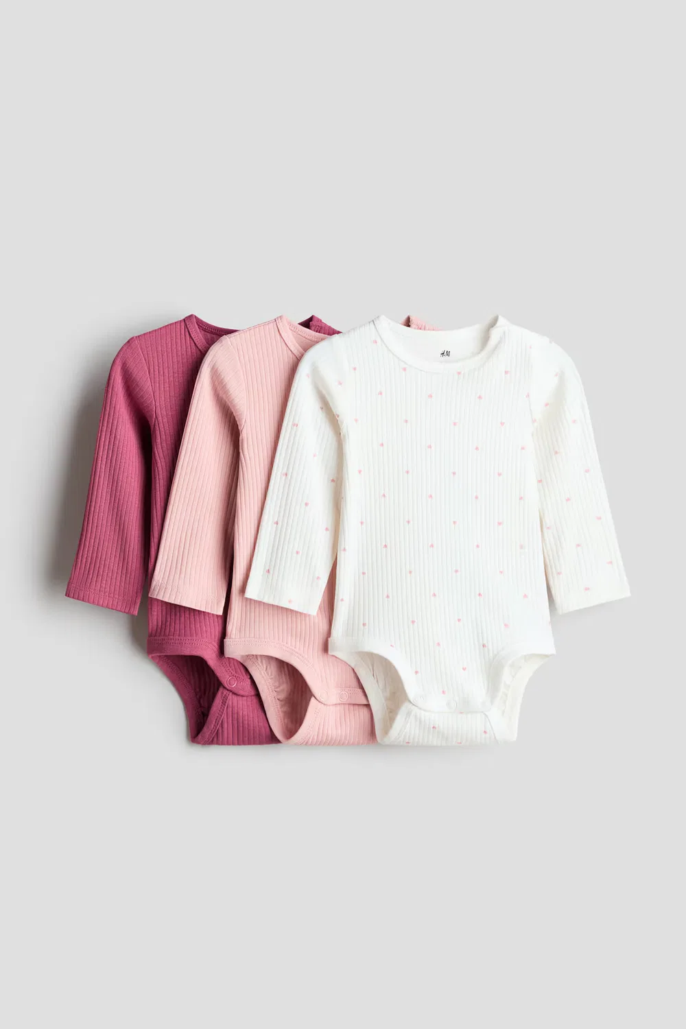Комплект из 3 хлопковых боди H&M, Rosa/Hellrosa
