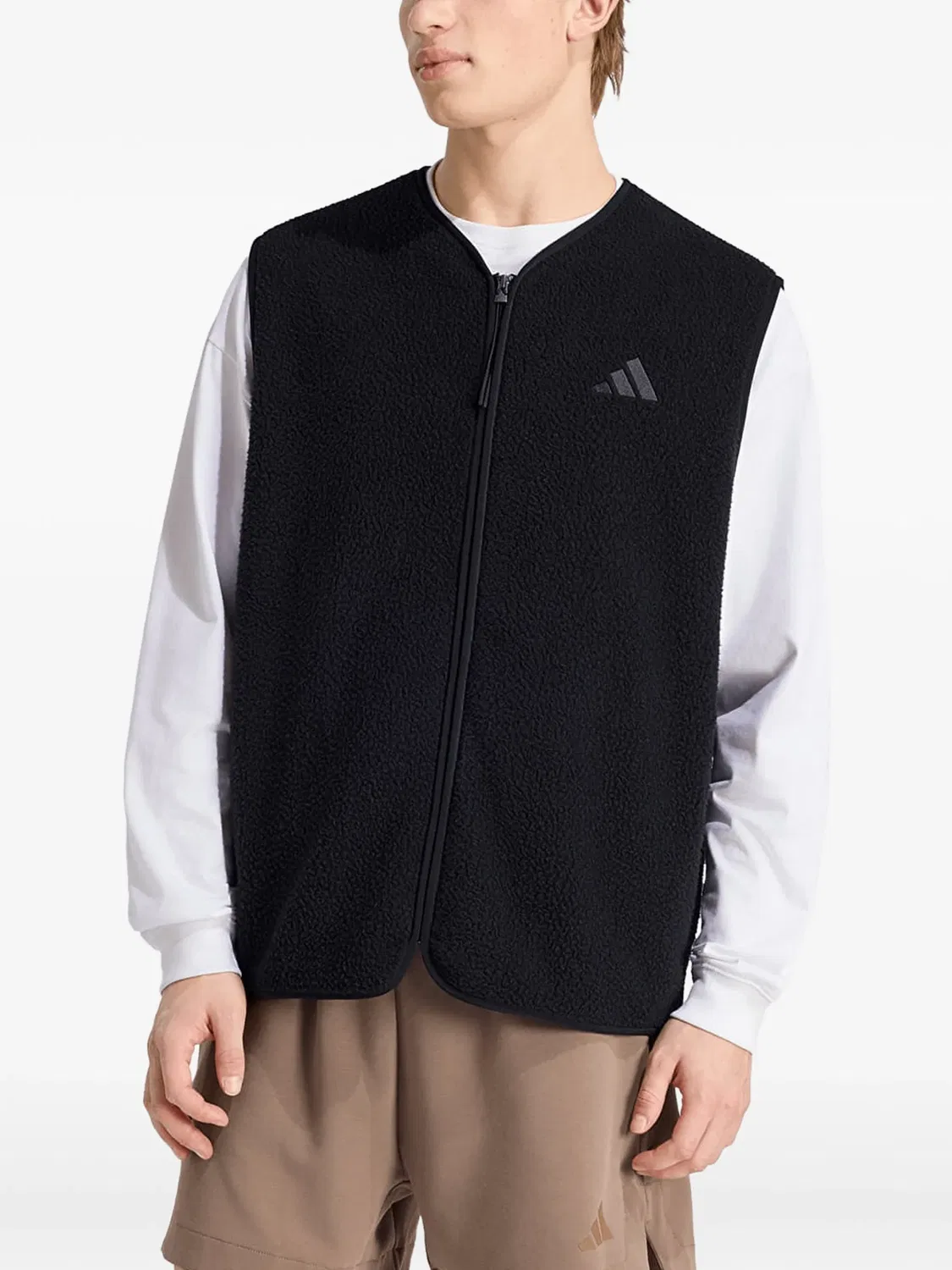 Жилет City Tech 3-Stripes из ворсистого флиса Adidas, черный — фото 2