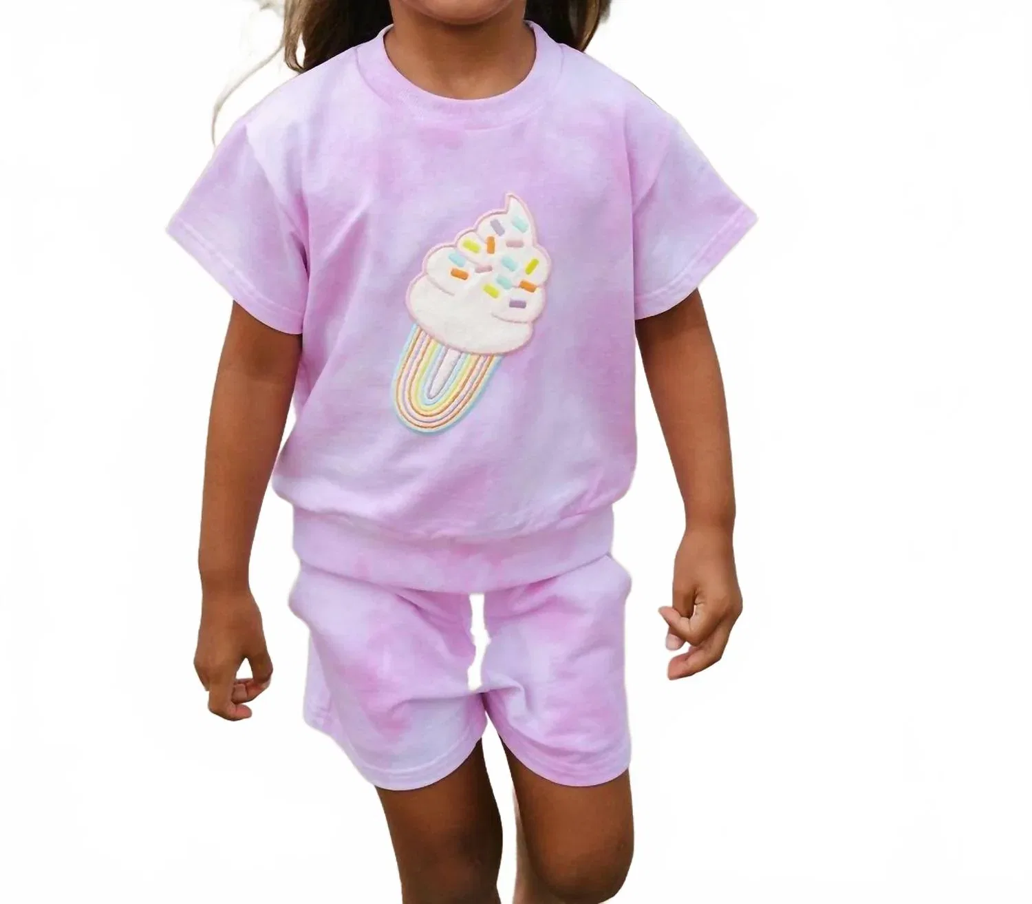 Детская футболка с коротким рукавом с принтом мороженого Kids Ice Cream Set Petite Hailey, Pink Violet
