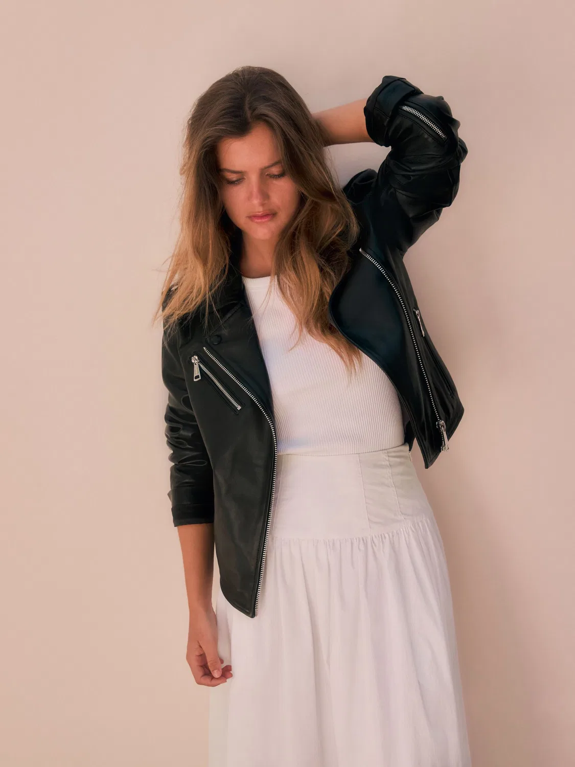 Куртка кожаная N. Premium Real Leather Biker Jacket Next, черный — фото 4
