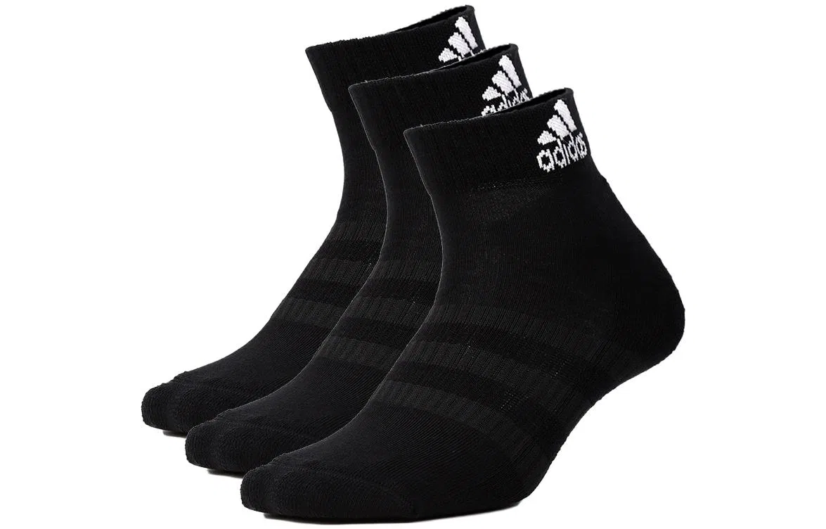 Детские носки с логотипом Adidas, комплект из 3 пар, Black