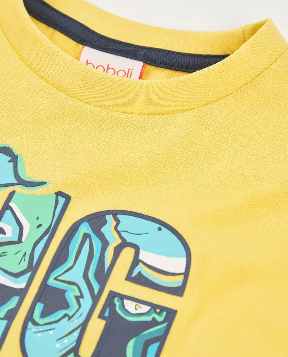 Детская футболка для мальчиков хлопковая Boboli, Amarillo Fluor — фото 2