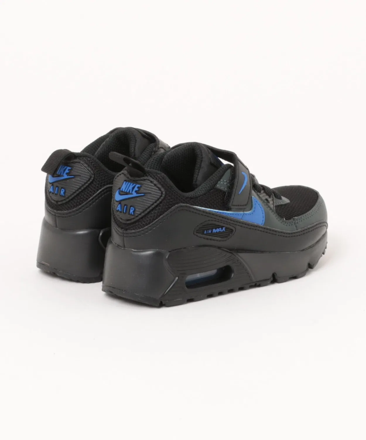 Детские кроссовки с длинным шнурком и липучкой, модель Air Max 90 Mesh VS PS NIKE, Black/Racblu — фото 2