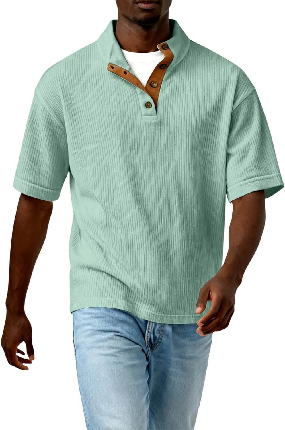 Мужская гольф-поли рубашка с коротким рукавом Athletic Fit, Light Green — фото 4