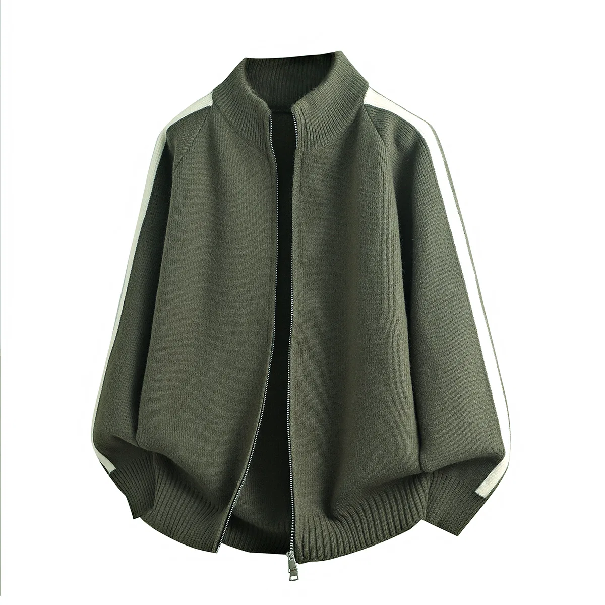Детский свитер с воротником-стойкой, с боковыми полосами, модель Stand Collar, Jeep, Green
