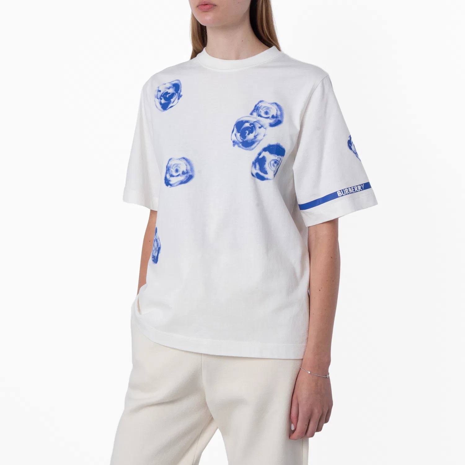 Футболка с принтом Rose Print Cotton Jersey T-Shirt Burberry, Rain — фото 2