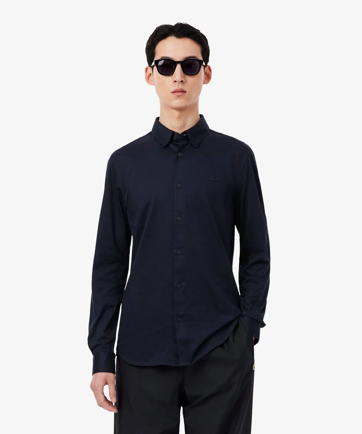 Мужская рубашка Slim Fit с длинным рукавомLACOSTE, Dark Navy