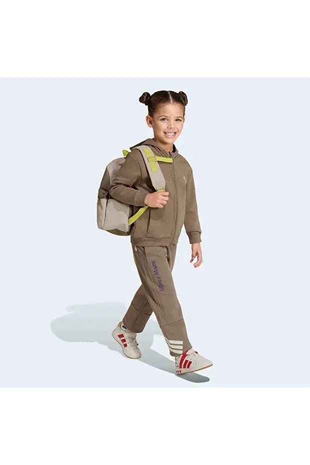 Детские спортивные штаны для девочек из полиэстера Adidas, Khaki / Off-White — фото 3