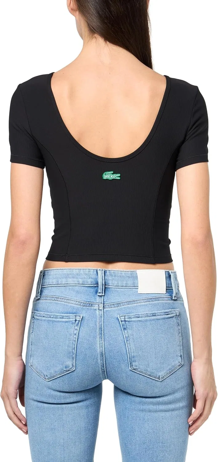 Топ-бра Lacoste Black, кроп, круглый вырез — фото 4