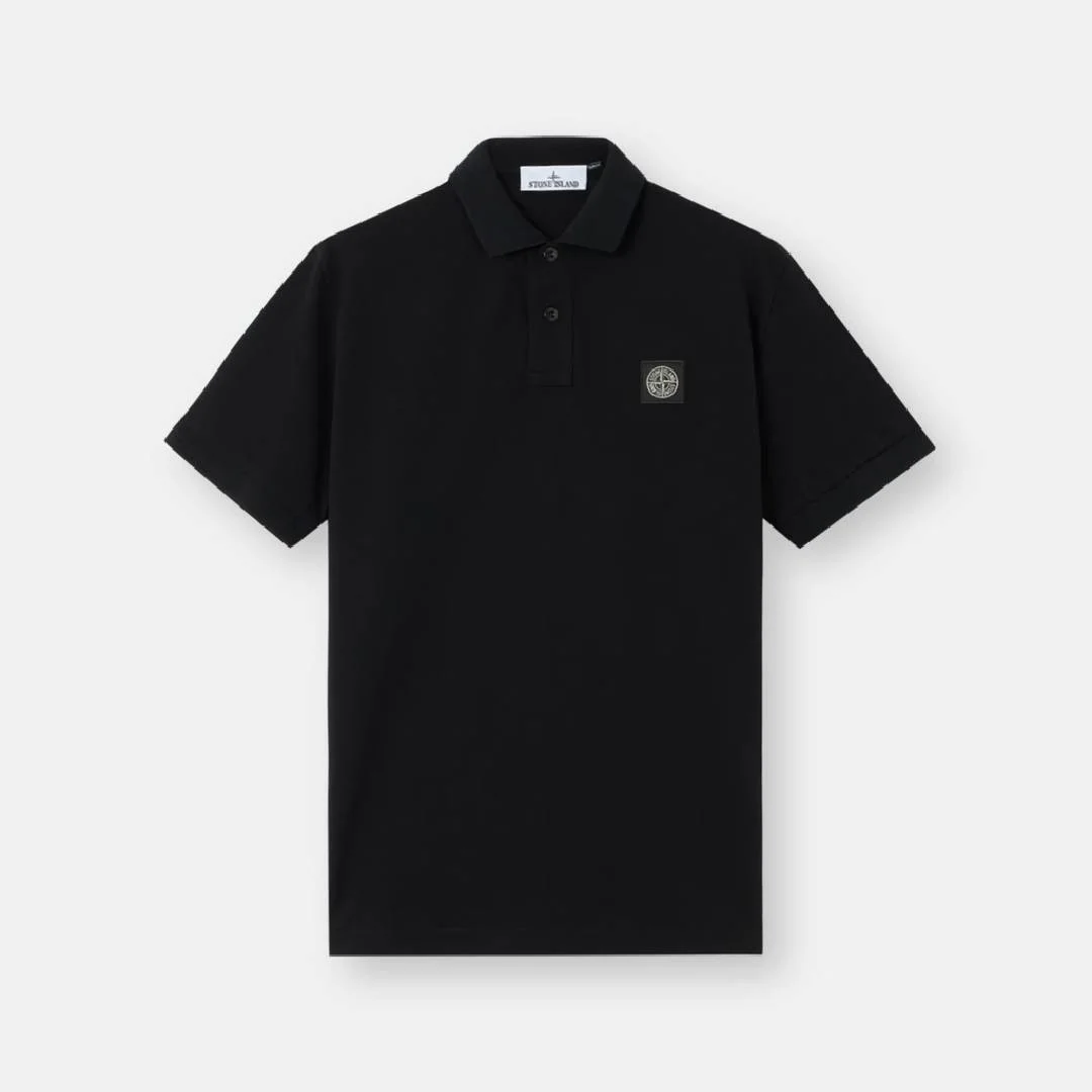 Мужское поло Stone Island Slim Fit Short-sleeve With Compass Patch, черный