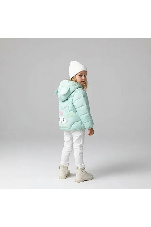 Детское зимнее пальто для девочек с принтом Kuromi Lighted Puffer Jacket Melisam.Msg, Turquoise — фото 3