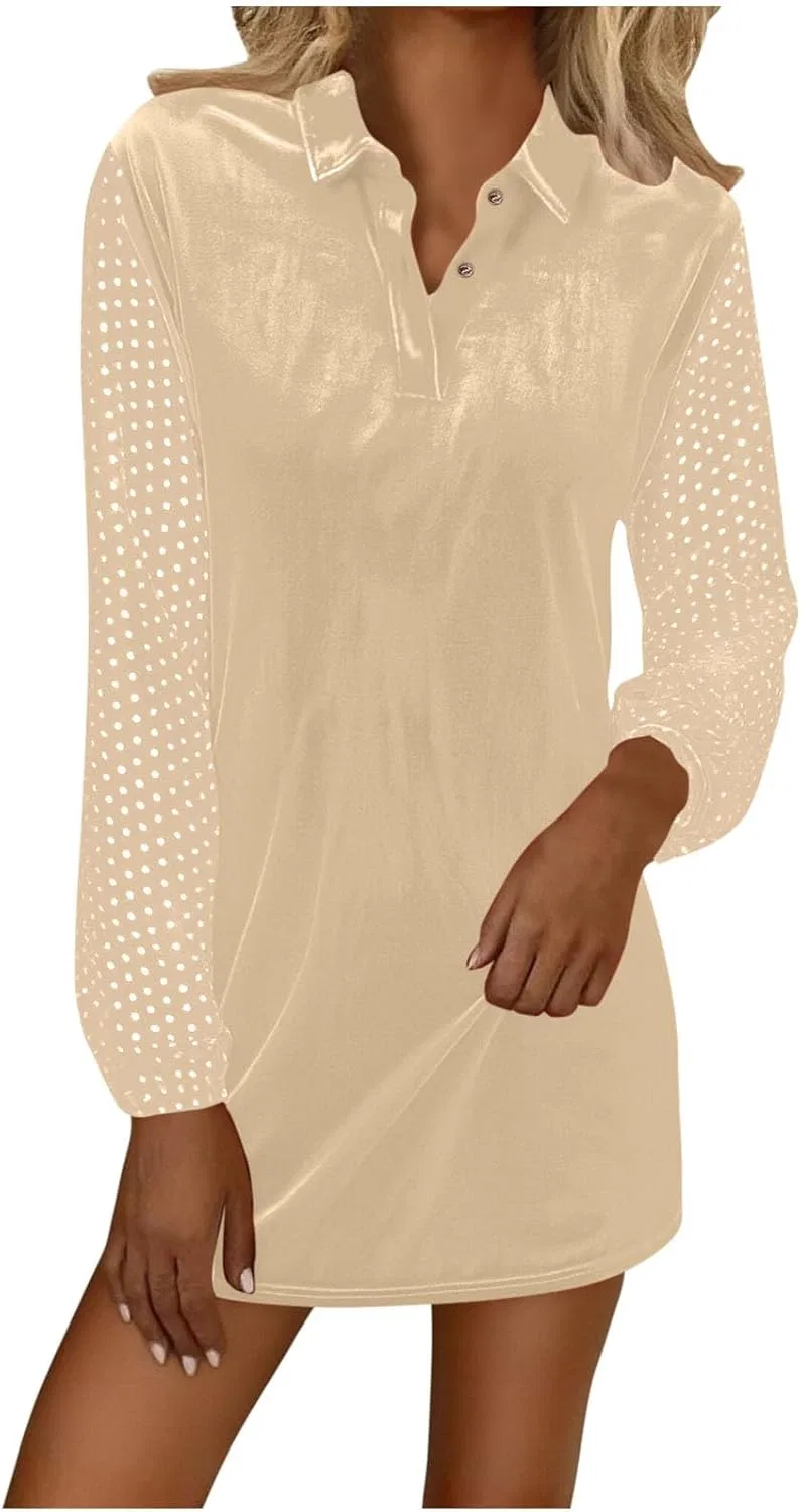 Женское короткое платье с сетчатой вставкой, Beige