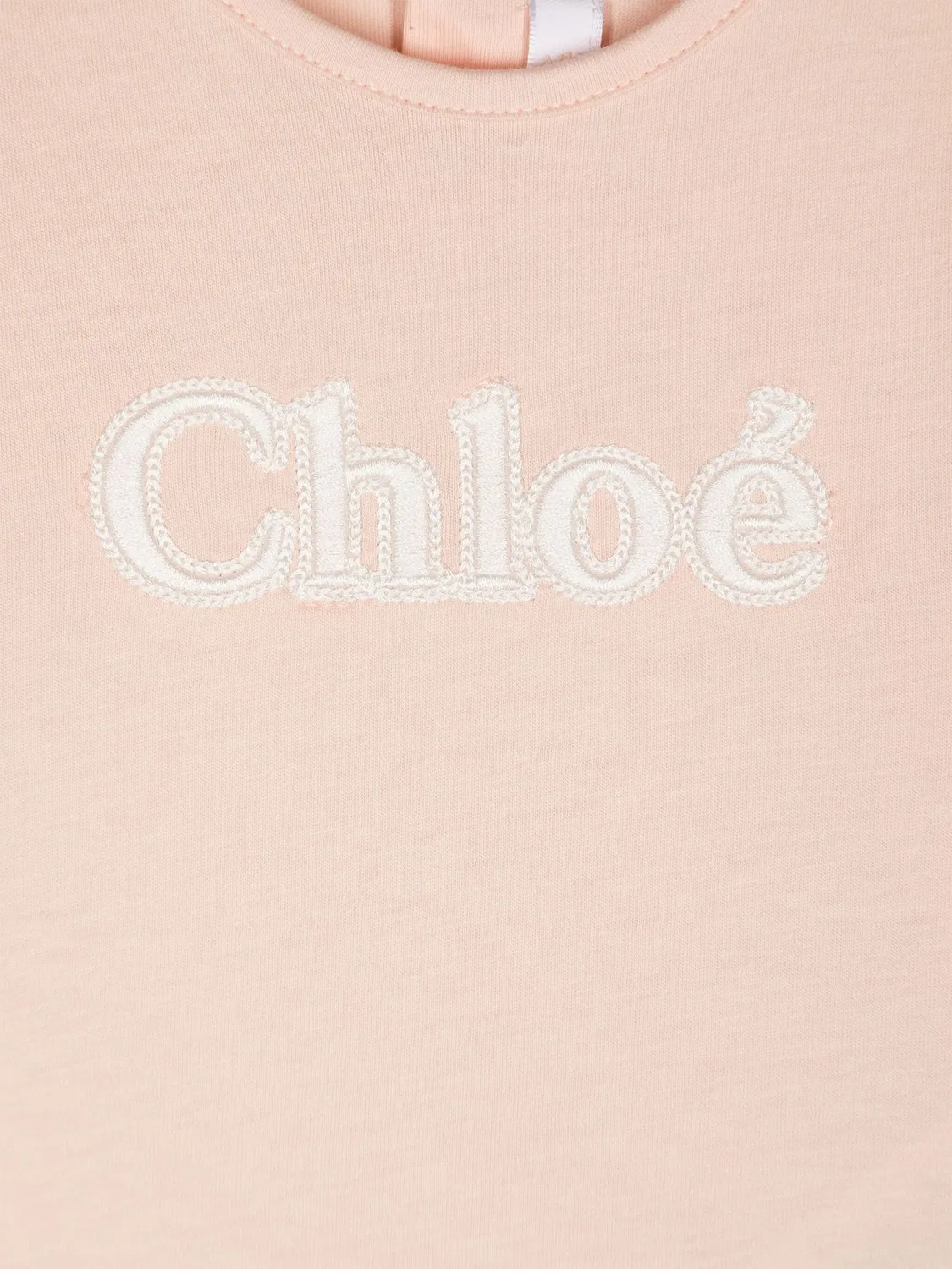 Футболка из органического хлопка с вышитым логотипом Chloé, светло-розовый — фото 3