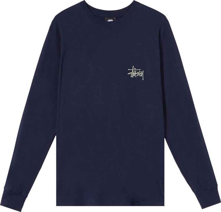 

Лонгслив Stussy Basic Long-Sleeve Tee 'Navy', синий