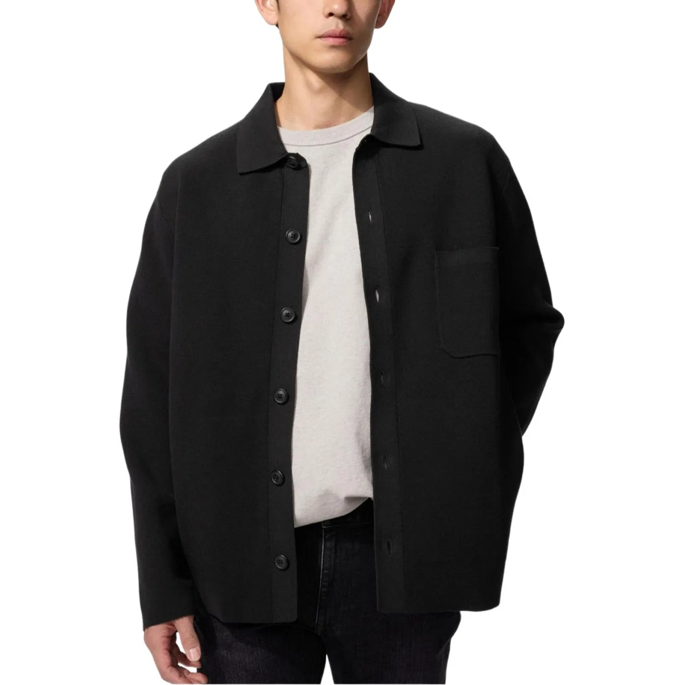 Мужской джемпер с отложным воротником UNIQLO, Black — фото 3