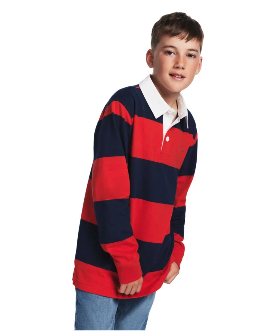 Рубашка-поло с длинным рукавом в полоску Tommy Hilfiger, Tommy Red
