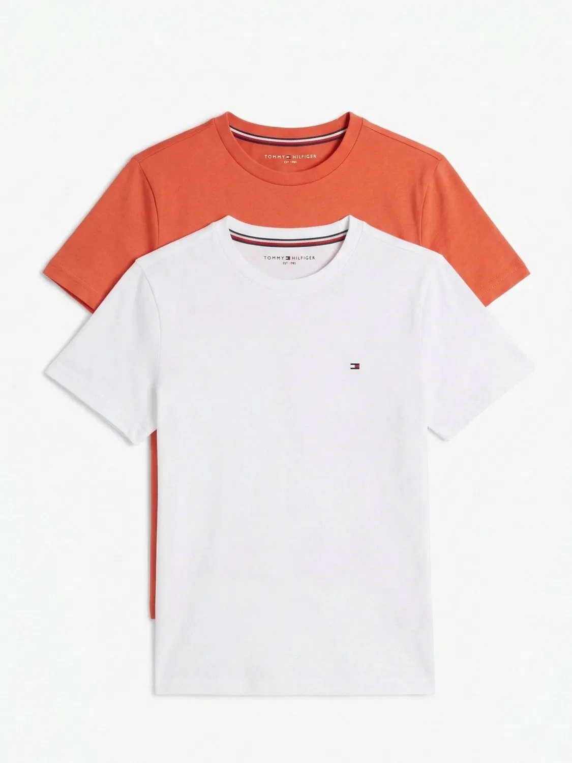Футболка Tommy Hilfiger Signature Crew Neck, 2 шт., белый/коралловый