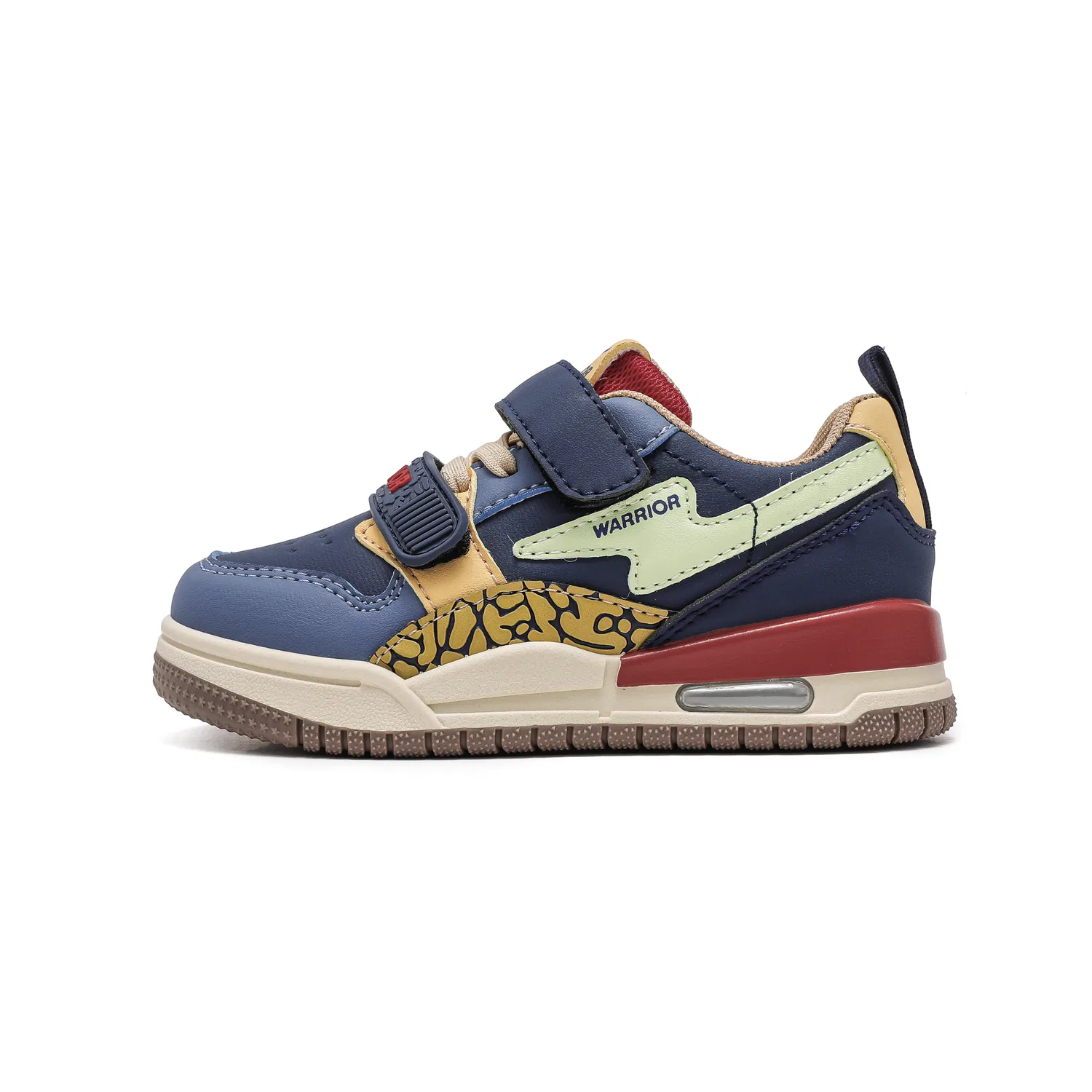 Детские кроссовки для скейтбординга с синтетической кожей WARRIOR, Blue/Yellow/Green