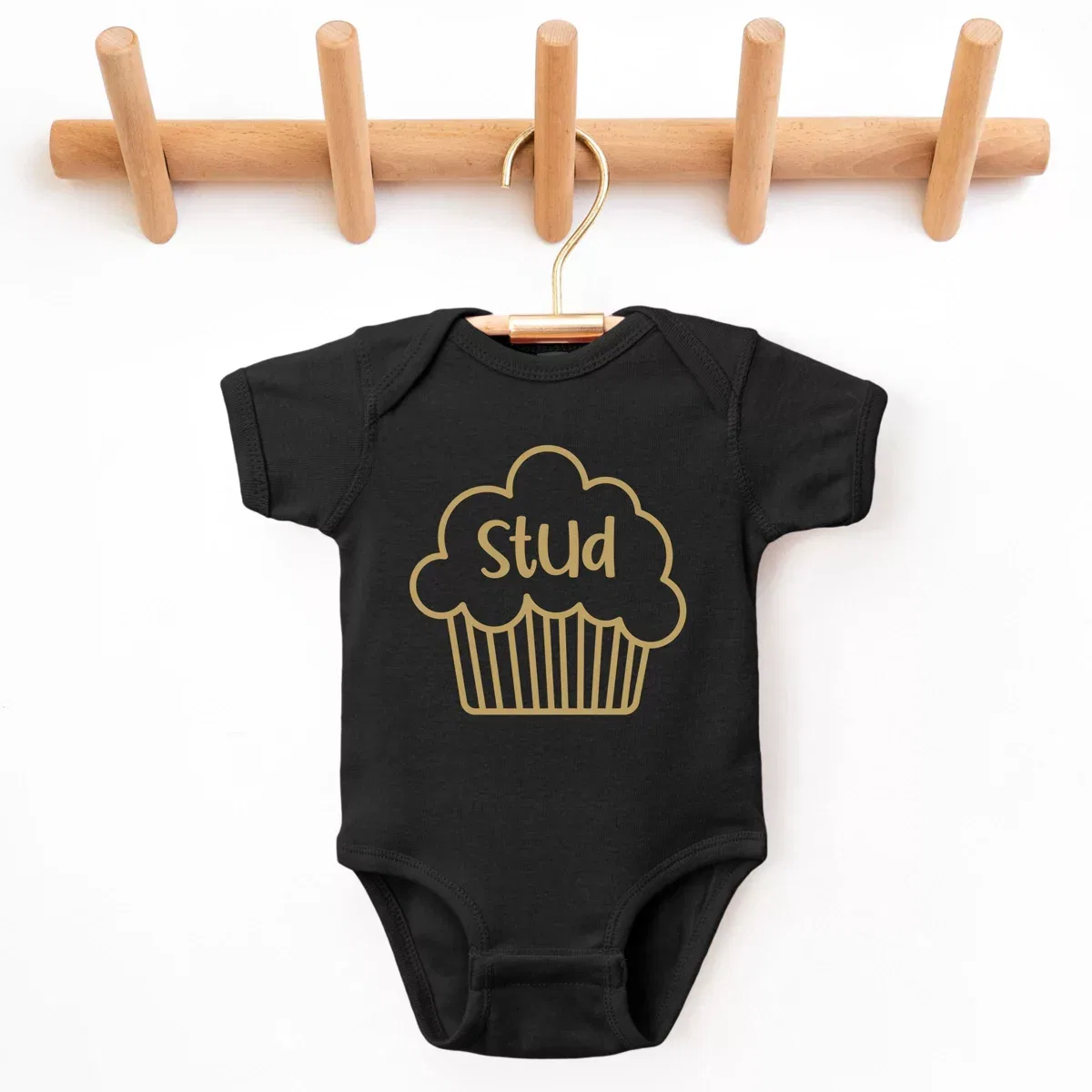 Детский боди с коротким рукавом Stud Muffin Plain The Juniper Shop, Black — фото 2