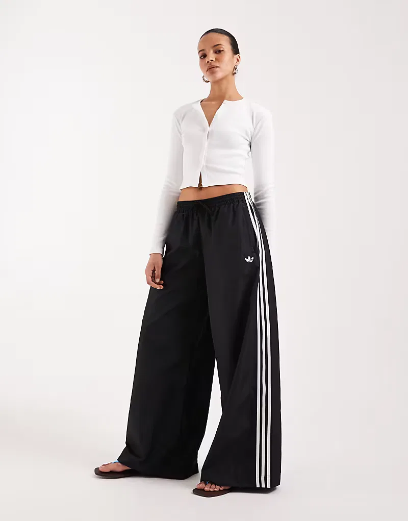 Спортивные брюки Adidas Originals Firebird с широкими штанинами, черно-белые