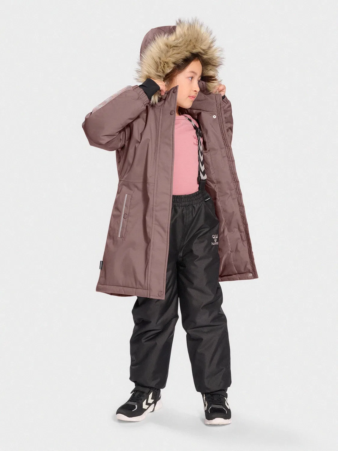 Детская куртка с принтом Hmlleaf Lifestyle Hummel, Carbongrau Taupebeige — фото 3