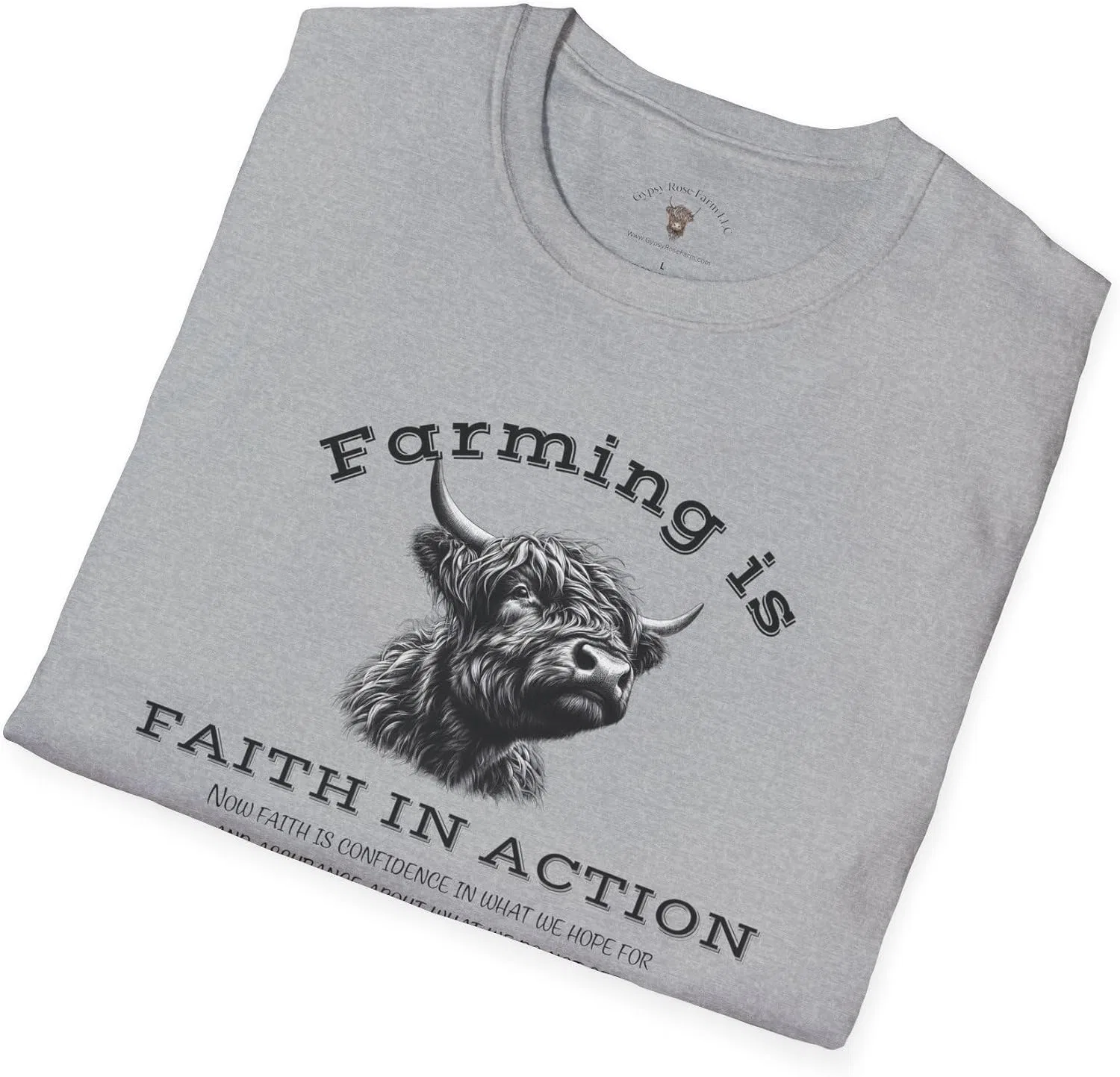 Футболка с принтом Farming is Faith in Action Gildan 64000, Sport Grey — фото 4