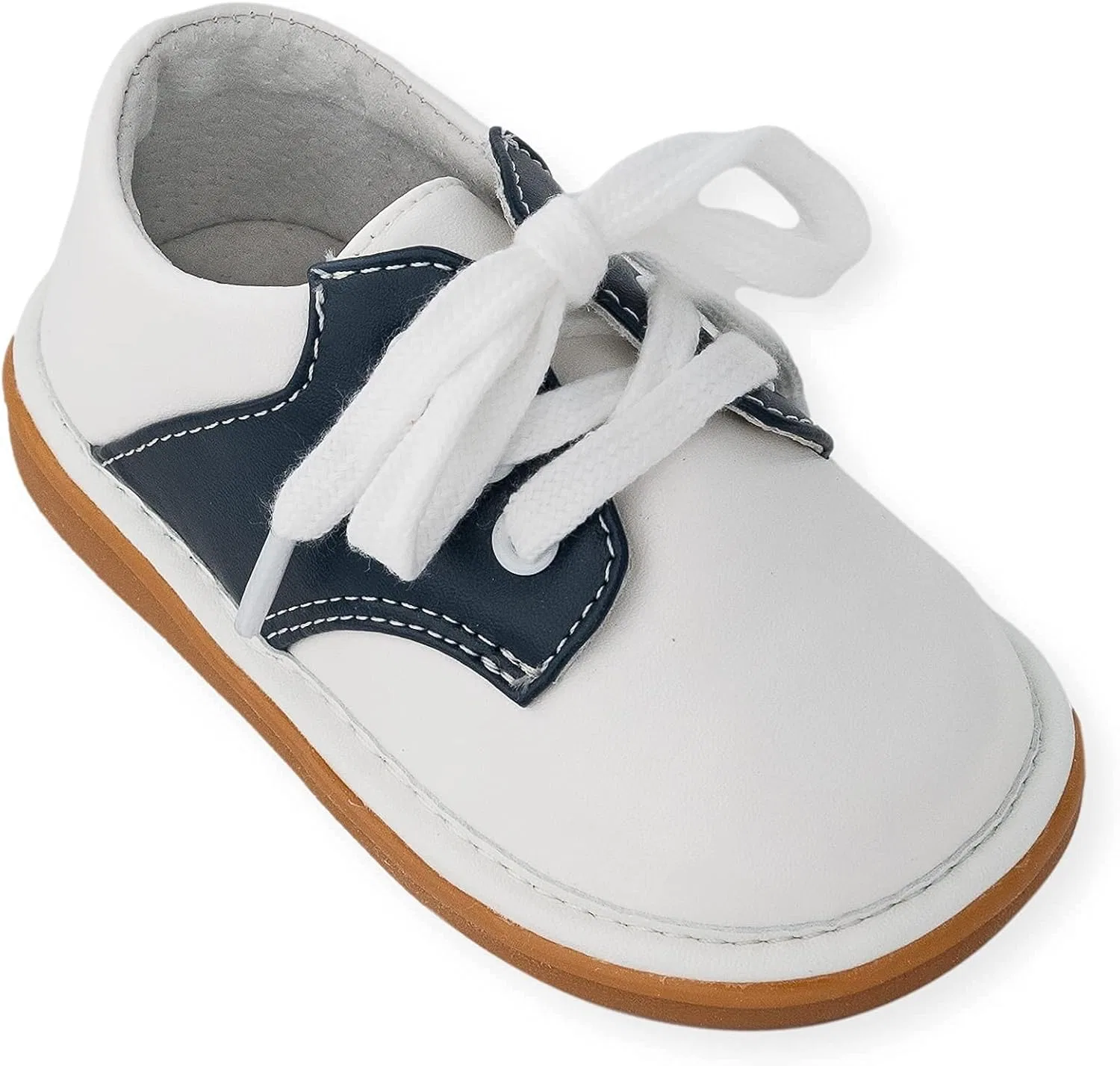 Детские туфли оксфорды со съемным пищалкой Wee Squeak, Saddle Oxford Navy — фото 2