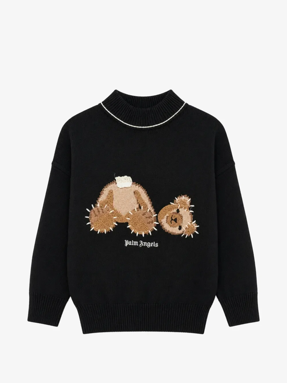 Свитер с принтом медведя Palm Angels Kids, черный