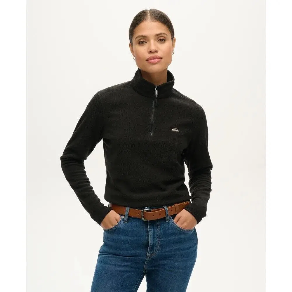 Женское укороченное флисовое худи Superdry, Черный — фото 2