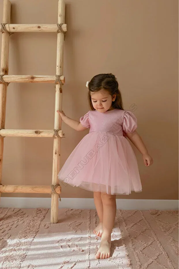 Детское платье для девочек с коротким рукавом-фонарик Penu Baby Kids, Pink