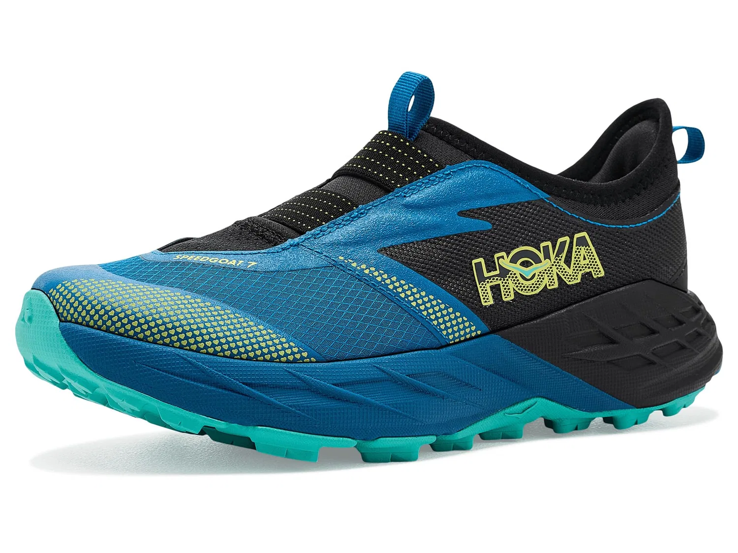 Кроссовки Speedgoat 7 (для маленьких детей) Hoka Kids, Black/Night Glow Blue
