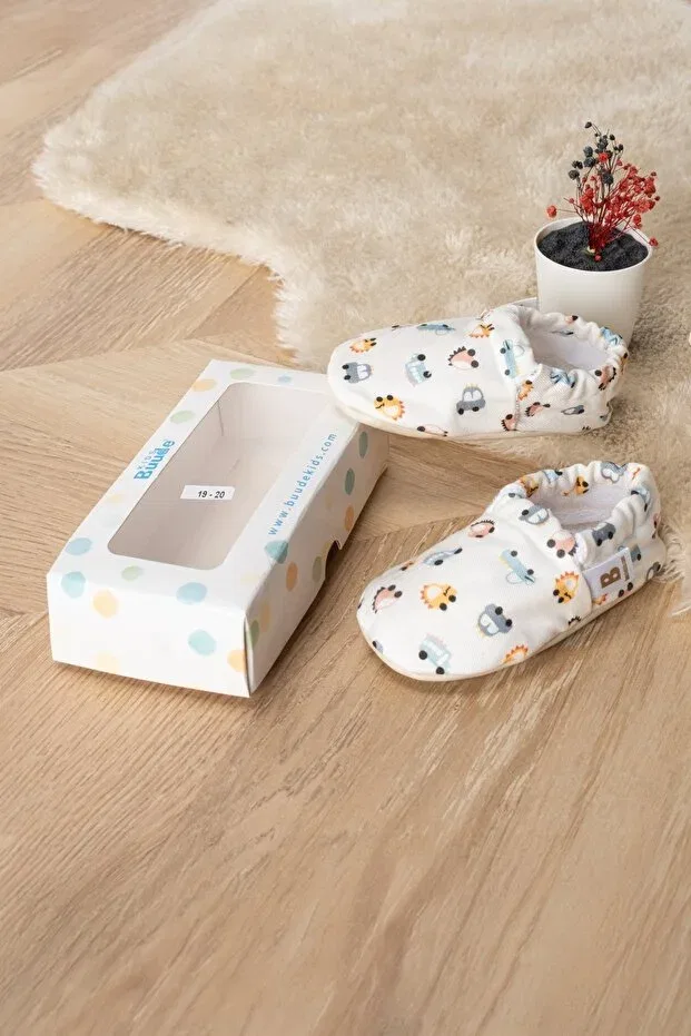 Детские пинетки для новорожденных хлопковые Non-Slip sole, cotton towel lined baby booties Buude Kids, Cars — фото 3