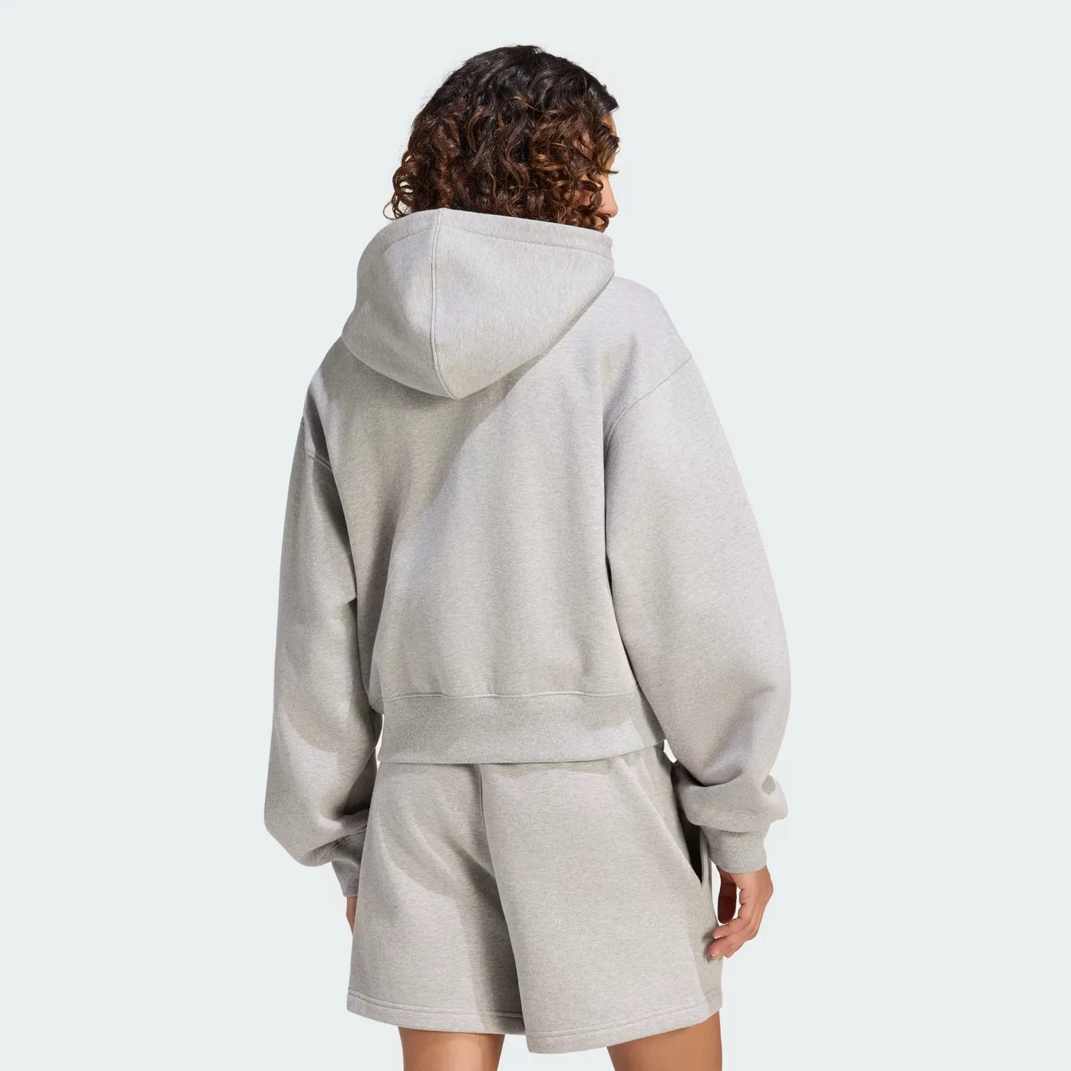 Женское укороченное худи на молнии Essentials Fleece Cropped FZ Adidas Originals, серый меланж — фото 2