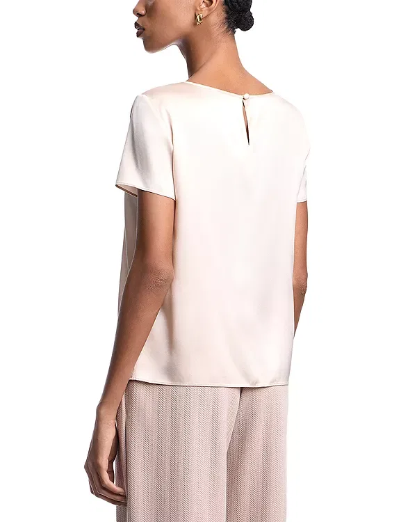 Женский топ с коротким рукавом Silk Stretch Satin Short Sleeve Top Emporio Armani, Dawn — фото 3