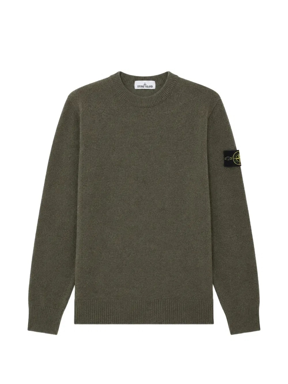 Свитер с круглым вырезом и нашивкой-компасом Stone Island, зеленый