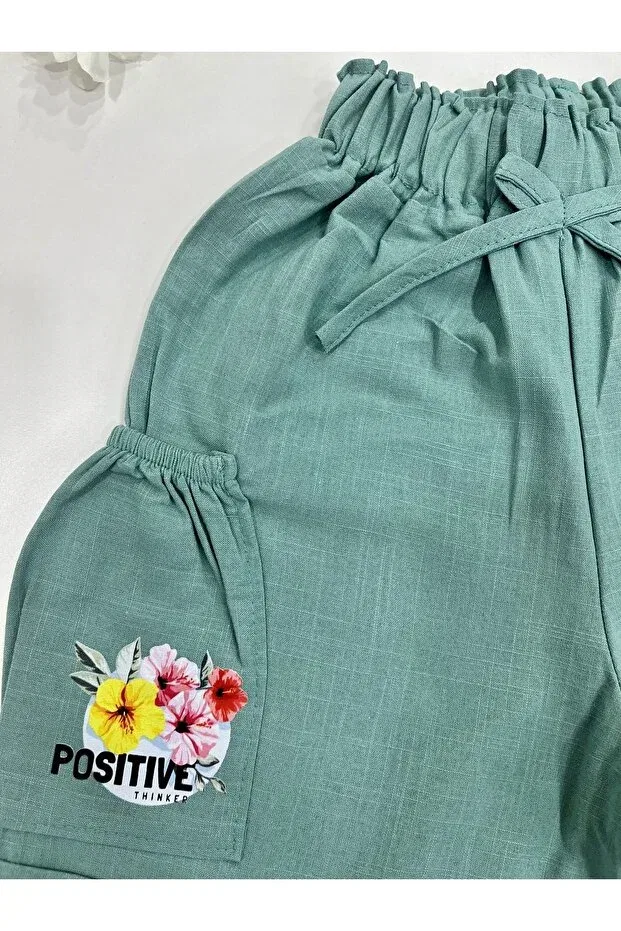 Детские шорты для девочек с принтом Esterella, Mint Green — фото 2