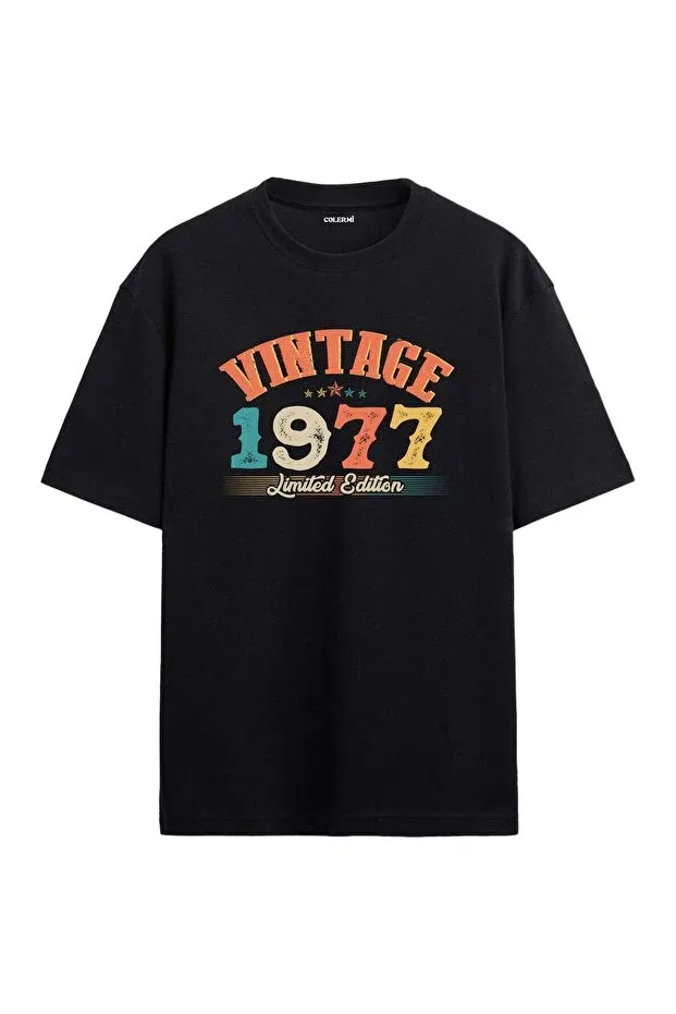 Детская футболка для девочек оверсайз 1977 vintage echo Colermi, Black