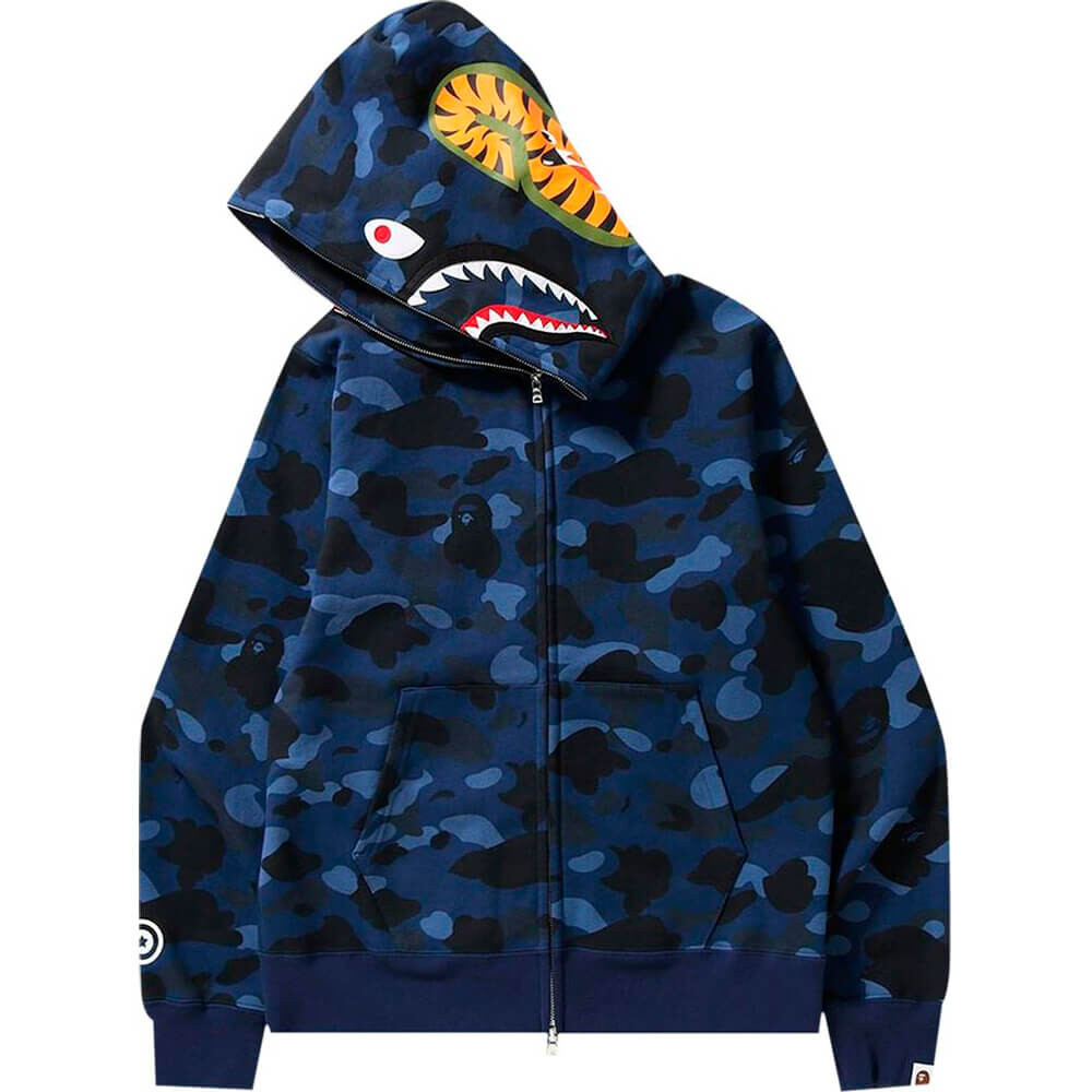 

Худи BAPE Color Camo Shark Full Zip 'Navy', синий