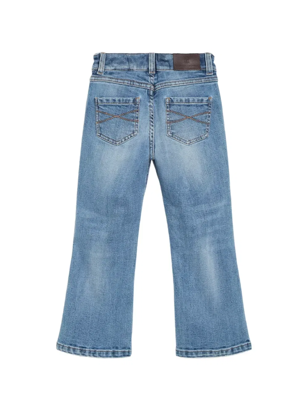 Расклешенные джинсы с декором Monili Brunello Cucinelli Kids, синий — фото 2
